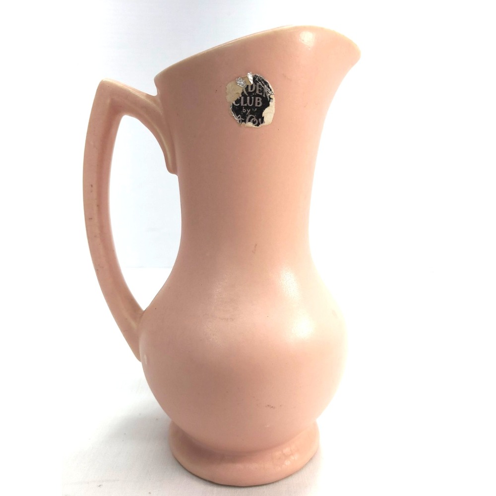 VINTAGE McCoy Pottery Pitcher Vase Salmon Pink MCM Art Deco 8" Garden Club Line